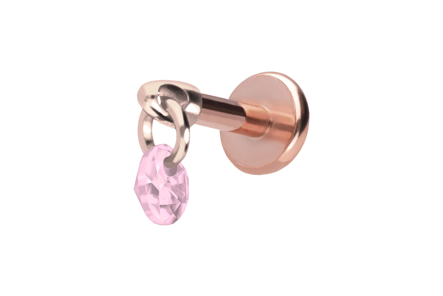 Titan Labret Piercing mit Push Fit RUNDER KRISTALL